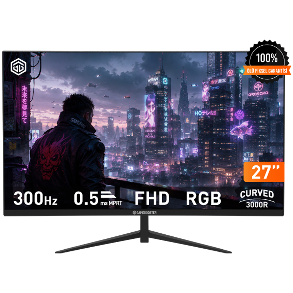 GameBooster Lyris FF30 27" 300Hz 0.5ms HDMI DP Adaptive Sync FHD VA Curved 3000R Gaming Monitör